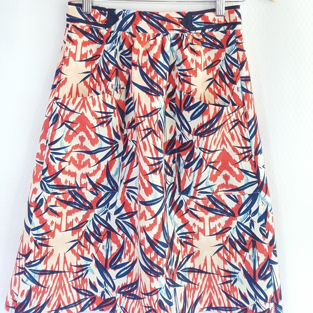 Zara Basic Elastic Aline Full Tropical Print Skirt - image 7